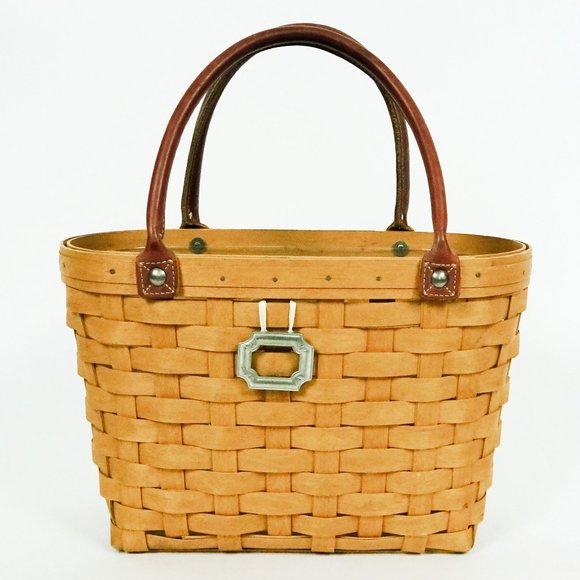 Longaberger Handbags - Longaberger Boardwalk Medium Woven Basket 40207 Tote Protector Pewter Charm